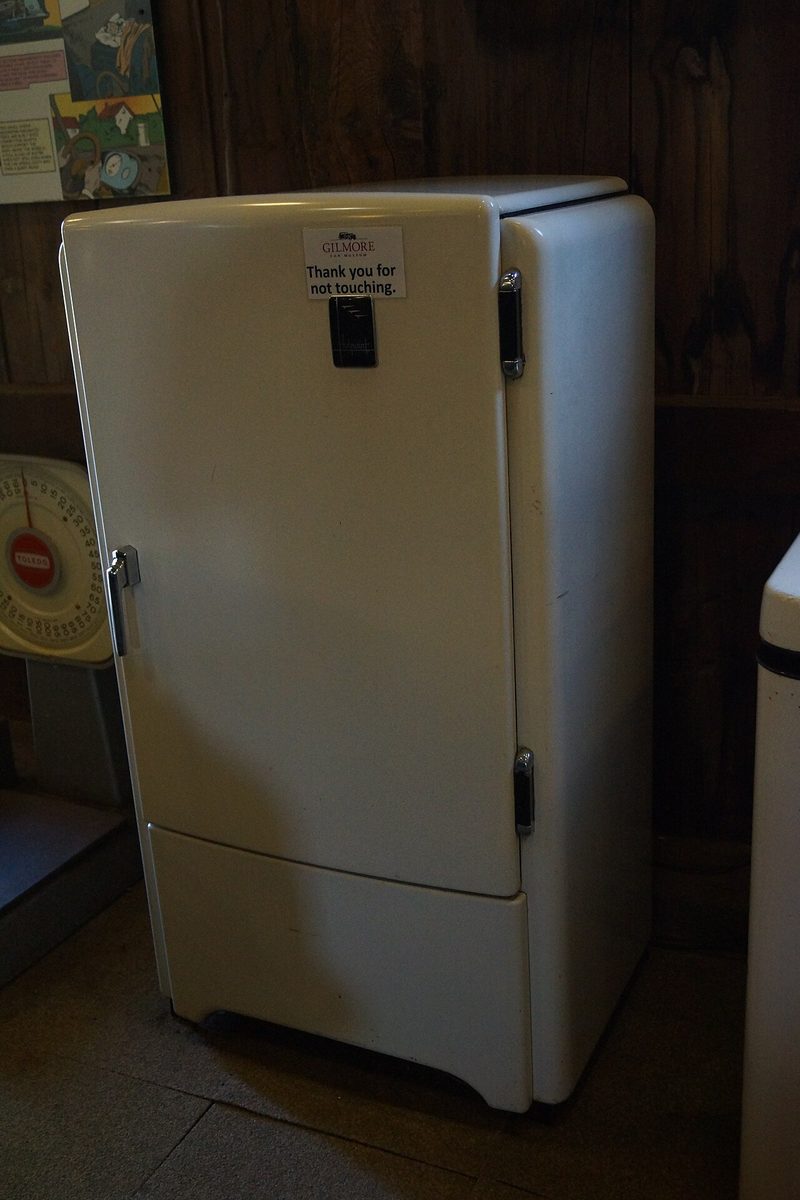 An old Hotpoint refrigerator, a General Electric brand, at the Gilmore Car Museum in Michigan. Not the one in the story.